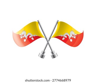 Scalable illustration capturing prideful display of Bhutanese national banners