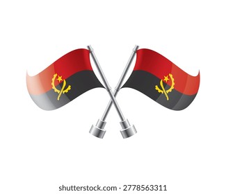 Scalable illustration capturing prideful display of Angolan national banners