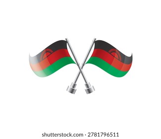 Scalable illustration capturing prideful display of Malawian national banners