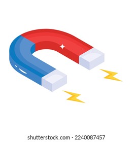 A scalable isometric icon of magnet 