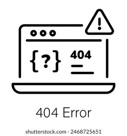 Un icono de línea escalable de error 404 