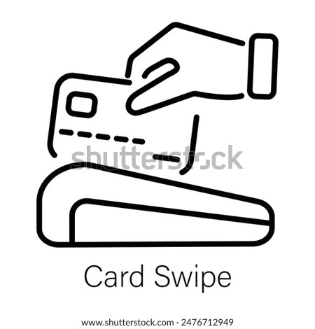 A scalable line icon of card swipe 