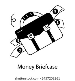 A scalable line icon of money briefcase 