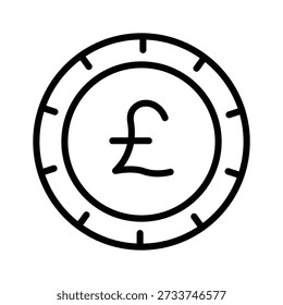 Un icono de línea escalable de la moneda de la libra está listo para uso premium
