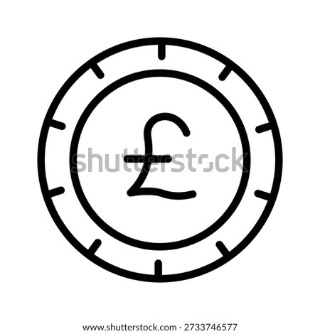 A scalable line icon of pound currency is ready for premium use
