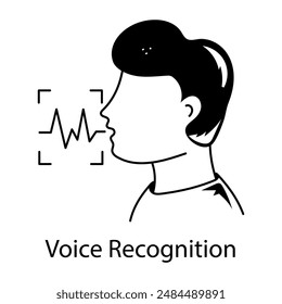 Un icono de línea escalable de reconocimiento de voz 