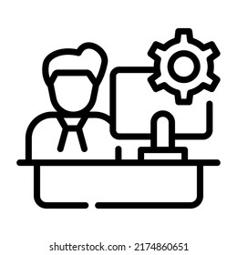 A scalable line icon of worker management 

