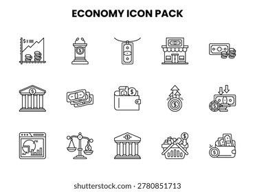 scalable Line icons inspired by Economy for digital interfaces.