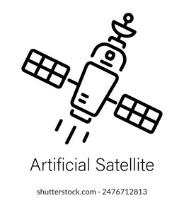 Scalable linear icon of an artificial satellite 