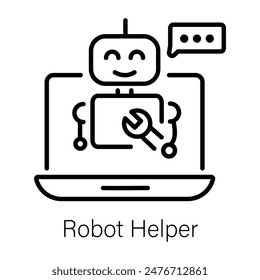 Skalierbares lineares Symbol, das einen Roboterhelfer darstellt 