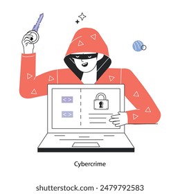 Scalable linear mini illustration of cybercrime 