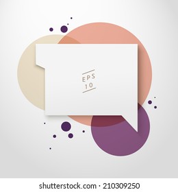 Scalable minimal 3D vector speech bubble on round colorful background for cover design, web page banner, layout, text box - pastel version