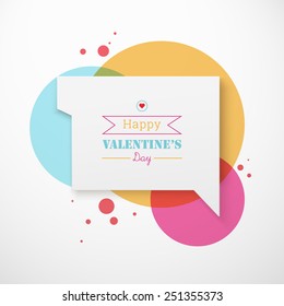 Scalable minimal 3D vector speech bubble on round colorful background for greeting, cover design, web page banner, text box  - valentine's day version