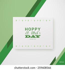 Scalable minimal 3d vector text box on wall with shadow and icon set for holiday greeting, cover design, web page banner, - St. Patrick's Day version