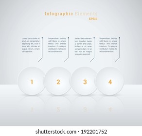 Scalable minimal circle shape objects with reflection for workflow layout, web site design, infographic diagram, number options - blue, orange version