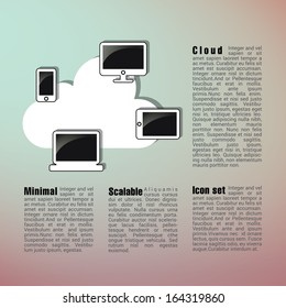 Scalable minimal flat vector of cloud computing for web pages, brochures, presentations - black, cyan and pink edition