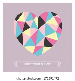 Scalable minimal geometric paper design background with colorful heart 