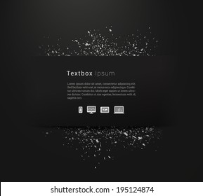 Scalable minimal paper design text box illustration with cloud computing icon set and splash background for web site wallpaper, banner, cover layout, infographics  - black version