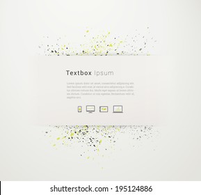 Scalable minimal paper design text box illustration with cloud computing icon set and splash background for web site wallpaper, banner, cover layout, infographics  - black, grey and yellow version
