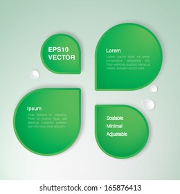 Scalable minimal vector composition with drop shapes for info graphics, text box, web page banners, layouts - green edition