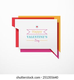 Scalable minimal vector speech bubble on colorful background for cover design, web page banner, text box - valentine's day version