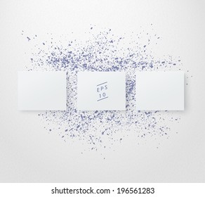 Scalable minimal vector text box on wall with paint splash for cover design, web page banner, layout, infographics - blue version