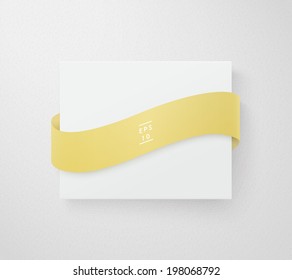 Scalable minimal vector text box on wall with ribbon for cover design, web page banner, layout, infographics - yellow version