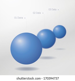 Scalable realistic vector illustration of shiny orb objects with depth of field effect for info graphics, report, presentations - blue edition