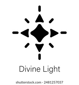 A scalable solid icon depicting divine light 