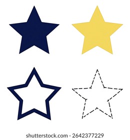 Formas de estrela escaláveis ideais para design de logotipo, marca, design da Web e interfaces de aplicativos. Gráficos vetoriais de alta qualidade para dimensionamento perfeito sem perda de qualidade.