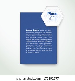 Scalable stationery eps10 vector illustration: blank - hexagon decorated carton paper brochure on bright background with soft shadows and highlights.  