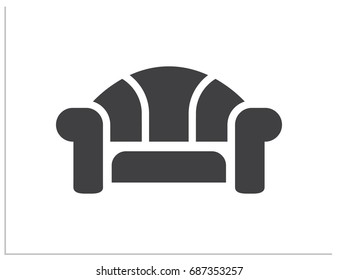 Scalable vector black icon, that consists of symbol that can designate a chair, armchair or sofa. Isolated simple monochrome sign, which you can use to screen and print