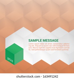 Scalable vector composition of isometric white and colorful cubes for web sites, banners, brochure layouts - green, salmon color edition