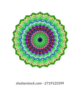 Skalierbare Vektorgrafik eines detaillierten geometrischen Mandalas in einem modernen flachen Designstil.