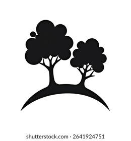 Scalable vector graphic featuring two minimalist trees ideal for branding logos website elements app icons and more. Easily adaptable to various design projects.