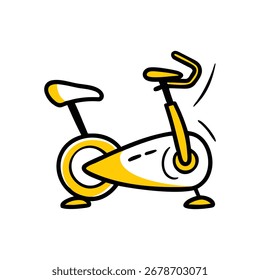 Gráfico vetorial escalável de uma bicicleta giratória minimalista com uma tela digital perfeita para projetos de fitness.