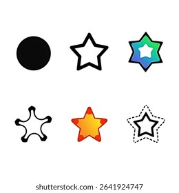 Scalable vector graphics featuring stars circles and unique shapes ideal for logo creation branding projects app interfaces and web design.