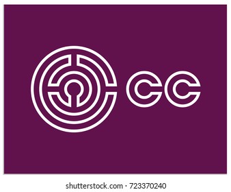 Scalable vector icon, showing from one to four letters C and text CC. Isolated logo, which is well suited for escape room, IT, company, engaged in communication or any other scientific activity