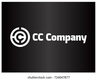 Scalable vector icon, showing from one to four letters C and text CC company. Isolated logo, which is well suited for laboratory, IT, company, engaged in communication or any other scientific activity