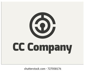 Scalable vector icon, showing from one to four letters C and text CC company. Isolated logo, which is well suited for laboratory, IT, company, engaged in communication or any other scientific activity