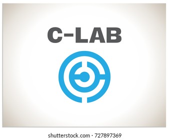 Scalable vector icon, showing from one to four letters C and text C-LAB. Isolated logo, which is well suited for laboratory, IT, company, engaged in communication or any other scientific activity