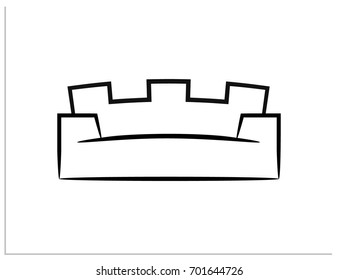 Scalable vector icon, that consists of symbol that combines the stylized images of a sofa or an armchair and a Chinese wall. Isolated simple unique sign, which you can use to screen and print