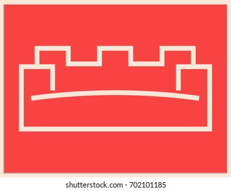 Scalable vector icon, that consists of symbol that combines the stylized images of a sofa or an armchair and a Chinese wall. Isolated simple unique sign, which you can use to screen and print