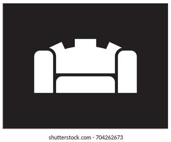 Scalable vector icon, that consists of symbol that combines the stylized images of a sofa or an armchair and a Chinese wall. Isolated simple unique sign, which you can use to screen and print