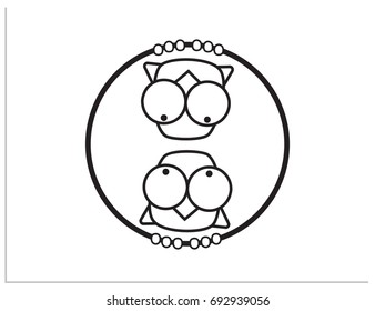 Scalable vector illustration depicting two simple funny birds looking at each other. Isolated sing symbol, which you can use to screen (web, mobile app, video, etc.) and print (ci, adv, souvenir, etc)