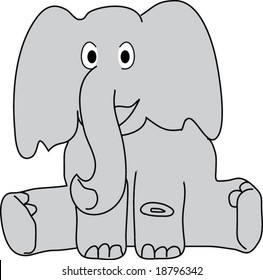 A scalable vector illustration of a grey  cartoon elephant