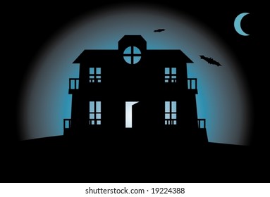 A scalable vector illustration of a haunted halloween house