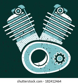 A scalable vector illustration of a  motor cycle engine