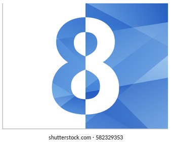 Scalable vector illustration of number 8, divided into 2 halves. One half formed in the negative space and the other in positive space