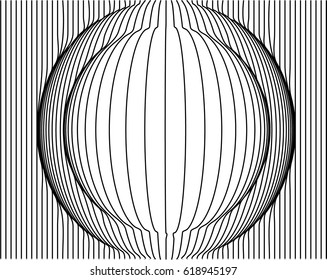 Scalable vector illustration, that consists of abstract spherical shape created from lines. Isolated image, which you can use to screen and print (advertising, souvenir, etc.) Lines are expanded